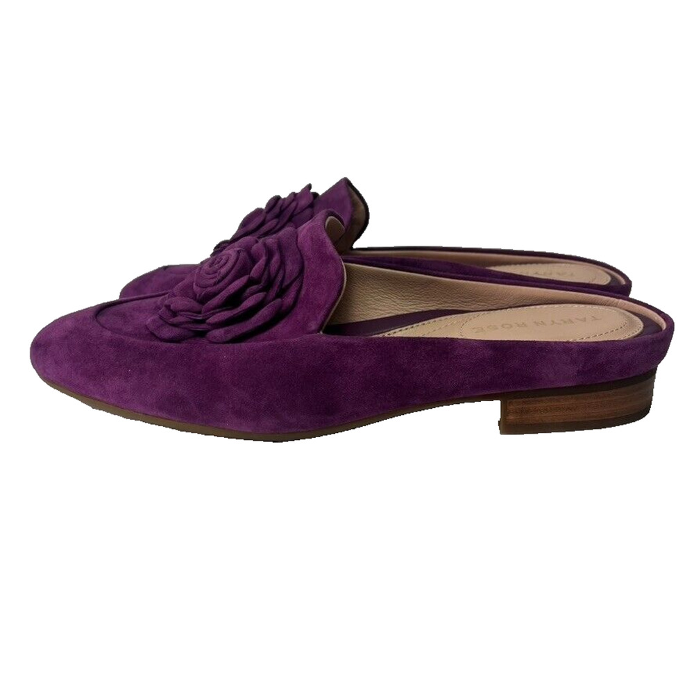 Taryn Rose Shoe Women 6.5B Blythe Mules Silky Violet Suede Leather